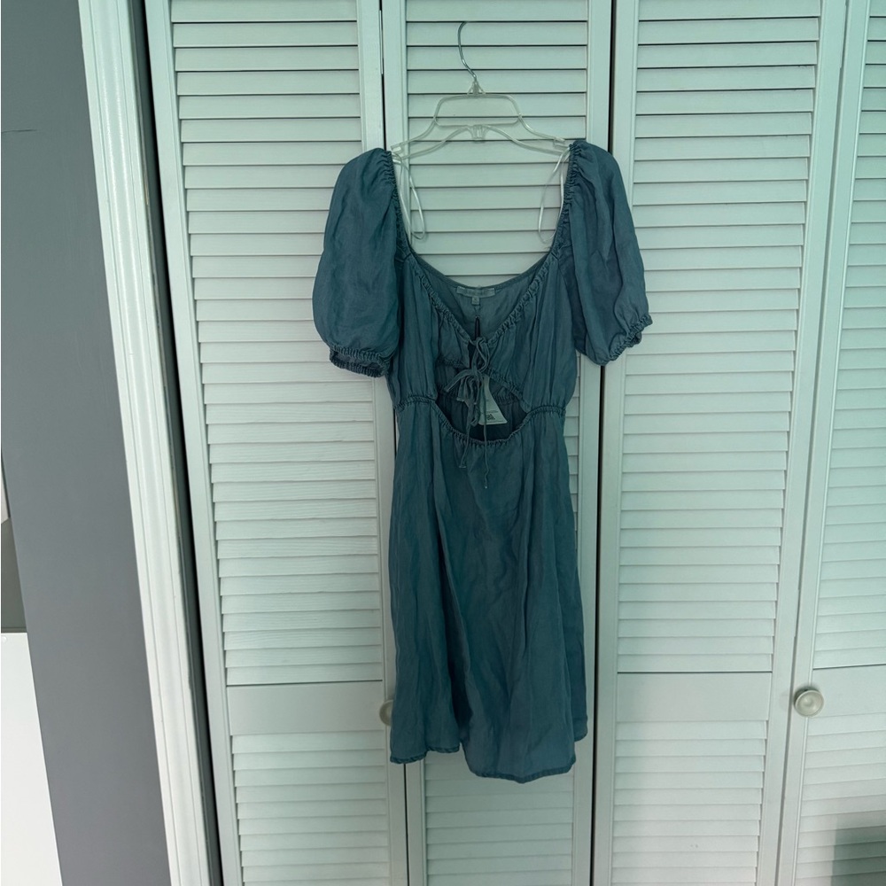 Blue Puff Sleeve Denim Dress NWT